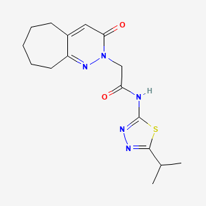 2-(3-oxo-3,5,6,7,8,9-hexahydro-2H-cyclohepta[c]pyridazin-2-yl)-N-[(2E)-5-(propan-2-yl)-1,3,4-thiadiazol-2(3H)-ylidene]acetamide