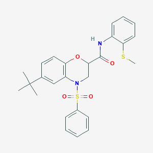 6-tert-butyl-N-[2-(methylsulfanyl)phenyl]-4-(phenylsulfonyl)-3,4-dihydro-2H-1,4-benzoxazine-2-carboxamide