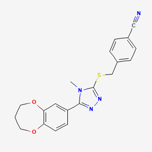 molecular formula C20H18N4O2S B11226167 4-({[5-(3,4-dihydro-2H-1,5-benzodioxepin-7-yl)-4-methyl-4H-1,2,4-triazol-3-yl]sulfanyl}methyl)benzonitrile 