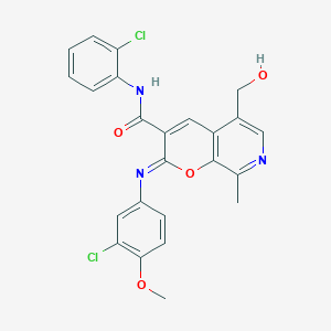 (2Z)-2-[(3-chloro-4-methoxyphenyl)imino]-N-(2-chlorophenyl)-5-(hydroxymethyl)-8-methyl-2H-pyrano[2,3-c]pyridine-3-carboxamide