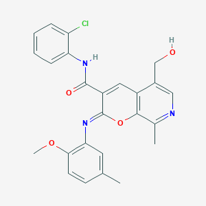 molecular formula C25H22ClN3O4 B11226193 (2Z)-N-(2-chlorophenyl)-5-(hydroxymethyl)-2-[(2-methoxy-5-methylphenyl)imino]-8-methyl-2H-pyrano[2,3-c]pyridine-3-carboxamide 