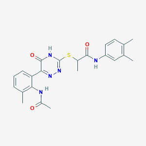 2-({6-[2-(acetylamino)-3-methylphenyl]-5-oxo-2,5-dihydro-1,2,4-triazin-3-yl}sulfanyl)-N-(3,4-dimethylphenyl)propanamide