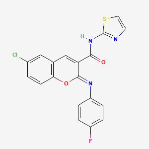 (2Z)-6-chloro-2-[(4-fluorophenyl)imino]-N-(1,3-thiazol-2-yl)-2H-chromene-3-carboxamide