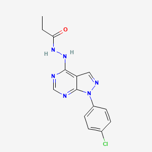 molecular formula C14H13ClN6O B11226254 N'-[1-(4-chlorophenyl)-1H-pyrazolo[3,4-d]pyrimidin-4-yl]propanehydrazide 