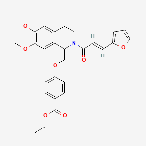 (E)-ethyl 4-((2-(3-(furan-2-yl)acryloyl)-6,7-dimethoxy-1,2,3,4-tetrahydroisoquinolin-1-yl)methoxy)benzoate