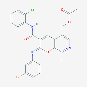 molecular formula C25H19BrClN3O4 B11226344 [(2Z)-2-[(3-Bromophenyl)imino]-3-[(2-chlorophenyl)carbamoyl]-8-methyl-2H-pyrano[2,3-C]pyridin-5-YL]methyl acetate 