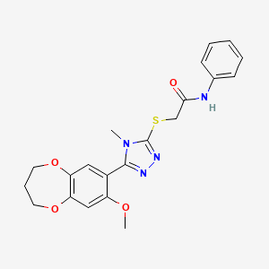 2-{[5-(8-methoxy-3,4-dihydro-2H-1,5-benzodioxepin-7-yl)-4-methyl-4H-1,2,4-triazol-3-yl]sulfanyl}-N-phenylacetamide