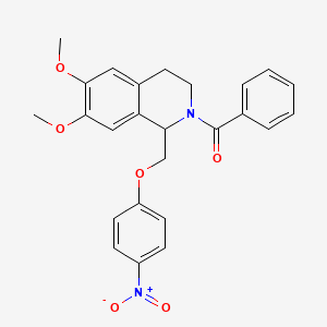 molecular formula C25H24N2O6 B11226413 2-Benzoyl-6,7-dimethoxy-1-[(4-nitrophenoxy)methyl]-1,2,3,4-tetrahydroisoquinoline 