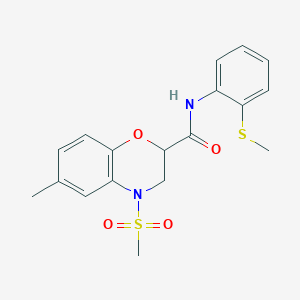 6-methyl-N-[2-(methylsulfanyl)phenyl]-4-(methylsulfonyl)-3,4-dihydro-2H-1,4-benzoxazine-2-carboxamide