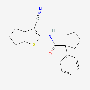 molecular formula C20H20N2OS B11226424 N-(3-cyano-5,6-dihydro-4H-cyclopenta[b]thiophen-2-yl)-1-phenylcyclopentanecarboxamide 