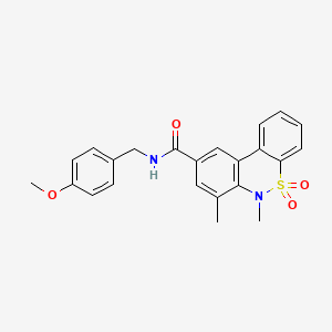 molecular formula C23H22N2O4S B11226425 N-(4-methoxybenzyl)-6,7-dimethyl-6H-dibenzo[c,e][1,2]thiazine-9-carboxamide 5,5-dioxide 