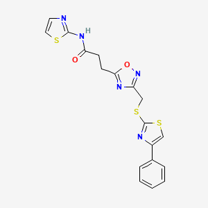 3-(3-{[(4-phenyl-1,3-thiazol-2-yl)sulfanyl]methyl}-1,2,4-oxadiazol-5-yl)-N-(1,3-thiazol-2-yl)propanamide