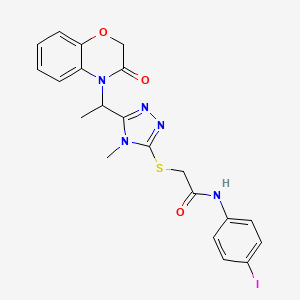 molecular formula C21H20IN5O3S B11226444 N-(4-iodophenyl)-2-({4-methyl-5-[1-(3-oxo-2,3-dihydro-4H-1,4-benzoxazin-4-yl)ethyl]-4H-1,2,4-triazol-3-yl}sulfanyl)acetamide 