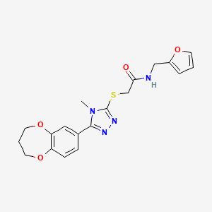 molecular formula C19H20N4O4S B11226461 2-{[5-(3,4-dihydro-2H-1,5-benzodioxepin-7-yl)-4-methyl-4H-1,2,4-triazol-3-yl]sulfanyl}-N-(furan-2-ylmethyl)acetamide 