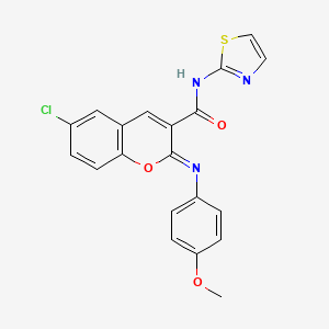 molecular formula C20H14ClN3O3S B11226467 (2Z)-6-chloro-2-[(4-methoxyphenyl)imino]-N-(1,3-thiazol-2-yl)-2H-chromene-3-carboxamide 