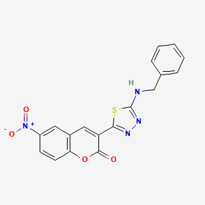 molecular formula C18H12N4O4S B11226476 3-[5-(benzylamino)-1,3,4-thiadiazol-2-yl]-6-nitro-2H-chromen-2-one 