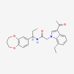 2-(3-acetyl-7-ethyl-1H-indol-1-yl)-N-[1-(3,4-dihydro-2H-1,5-benzodioxepin-7-yl)propyl]acetamide