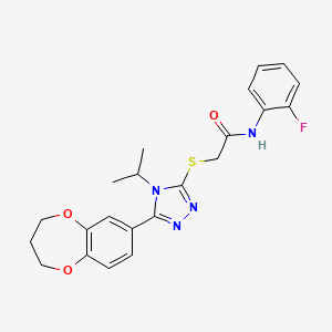 2-{[5-(3,4-dihydro-2H-1,5-benzodioxepin-7-yl)-4-(propan-2-yl)-4H-1,2,4-triazol-3-yl]sulfanyl}-N-(2-fluorophenyl)acetamide