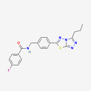 molecular formula C20H18FN5OS B11226583 4-fluoro-N-[4-(3-propyl[1,2,4]triazolo[3,4-b][1,3,4]thiadiazol-6-yl)benzyl]benzamide 