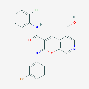 (2Z)-2-[(3-bromophenyl)imino]-N-(2-chlorophenyl)-5-(hydroxymethyl)-8-methyl-2H-pyrano[2,3-c]pyridine-3-carboxamide