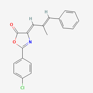 molecular formula C19H14ClNO2 B11226603 (4Z)-2-(4-chlorophenyl)-4-[(2E)-2-methyl-3-phenylprop-2-en-1-ylidene]-1,3-oxazol-5(4H)-one 