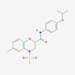 molecular formula C20H24N2O5S B11226642 6-methyl-4-(methylsulfonyl)-N-[4-(propan-2-yloxy)phenyl]-3,4-dihydro-2H-1,4-benzoxazine-2-carboxamide 