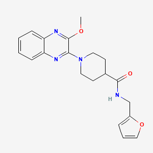 molecular formula C20H22N4O3 B11226653 N-(furan-2-ylmethyl)-1-(3-methoxyquinoxalin-2-yl)piperidine-4-carboxamide 