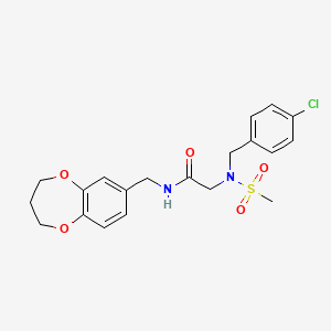 molecular formula C20H23ClN2O5S B11226667 2-{N-[(4-Chlorophenyl)methyl]methanesulfonamido}-N-[(3,4-dihydro-2H-1,5-benzodioxepin-7-YL)methyl]acetamide 