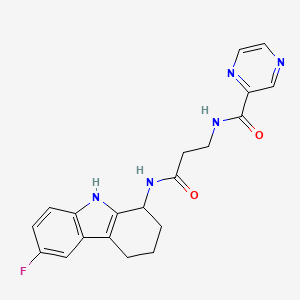 N-(3-((6-fluoro-2,3,4,9-tetrahydro-1H-carbazol-1-yl)amino)-3-oxopropyl)pyrazine-2-carboxamide