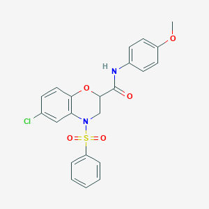 6-chloro-N-(4-methoxyphenyl)-4-(phenylsulfonyl)-3,4-dihydro-2H-1,4-benzoxazine-2-carboxamide