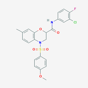 N-(3-chloro-4-fluorophenyl)-4-[(4-methoxyphenyl)sulfonyl]-7-methyl-3,4-dihydro-2H-1,4-benzoxazine-2-carboxamide