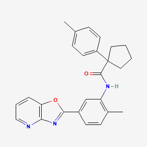 molecular formula C26H25N3O2 B11226812 N-[2-methyl-5-([1,3]oxazolo[4,5-b]pyridin-2-yl)phenyl]-1-(4-methylphenyl)cyclopentanecarboxamide 