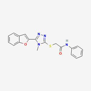 molecular formula C19H16N4O2S B11226835 2-{[5-(1-benzofuran-2-yl)-4-methyl-4H-1,2,4-triazol-3-yl]sulfanyl}-N-phenylacetamide 