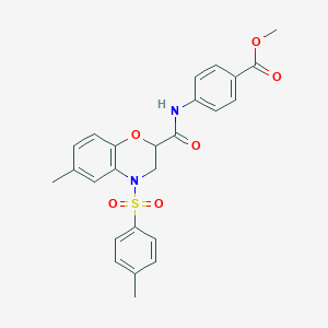 molecular formula C25H24N2O6S B11226862 methyl 4-[({6-methyl-4-[(4-methylphenyl)sulfonyl]-3,4-dihydro-2H-1,4-benzoxazin-2-yl}carbonyl)amino]benzoate 