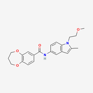 molecular formula C22H24N2O4 B11226943 N-[1-(2-methoxyethyl)-2-methyl-1H-indol-5-yl]-3,4-dihydro-2H-1,5-benzodioxepine-7-carboxamide 