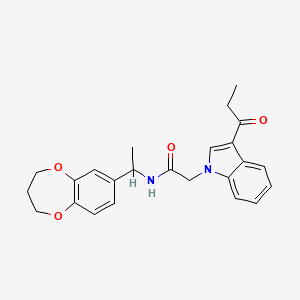 N-[1-(3,4-dihydro-2H-1,5-benzodioxepin-7-yl)ethyl]-2-(3-propanoyl-1H-indol-1-yl)acetamide