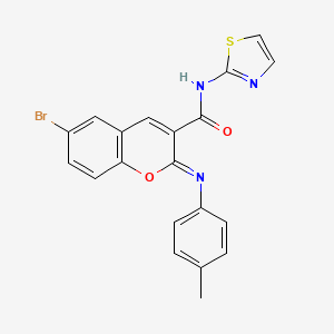 molecular formula C20H14BrN3O2S B11226958 (2Z)-6-bromo-2-[(4-methylphenyl)imino]-N-(1,3-thiazol-2-yl)-2H-chromene-3-carboxamide 