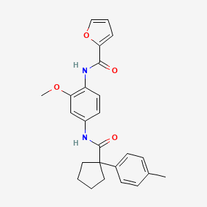 molecular formula C25H26N2O4 B11226976 N-[2-methoxy-4-({[1-(4-methylphenyl)cyclopentyl]carbonyl}amino)phenyl]-2-furamide 