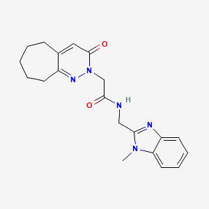 molecular formula C20H23N5O2 B11227000 N-[(1-methyl-1H-benzimidazol-2-yl)methyl]-2-(3-oxo-3,5,6,7,8,9-hexahydro-2H-cyclohepta[c]pyridazin-2-yl)acetamide 