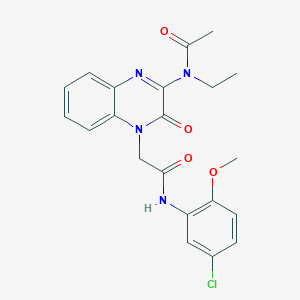 molecular formula C21H21ClN4O4 B11227057 N-(4-{2-[(5-chloro-2-methoxyphenyl)amino]-2-oxoethyl}-3-oxo-3,4-dihydroquinoxalin-2-yl)-N-ethylacetamide 