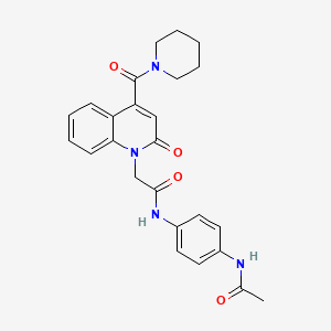 molecular formula C25H26N4O4 B11227069 N-[4-(acetylamino)phenyl]-2-[2-oxo-4-(piperidin-1-ylcarbonyl)quinolin-1(2H)-yl]acetamide 