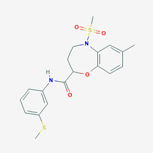 7-methyl-N-[3-(methylsulfanyl)phenyl]-5-(methylsulfonyl)-2,3,4,5-tetrahydro-1,5-benzoxazepine-2-carboxamide