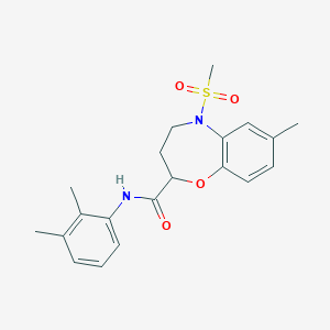 molecular formula C20H24N2O4S B11227102 N-(2,3-dimethylphenyl)-7-methyl-5-(methylsulfonyl)-2,3,4,5-tetrahydro-1,5-benzoxazepine-2-carboxamide 