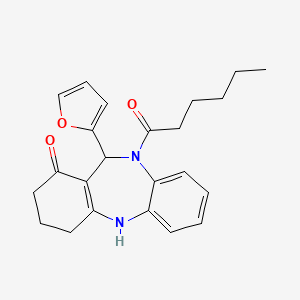 11-(2-furyl)-10-hexanoyl-3,4,10,11-tetrahydro-2H-dibenzo[b,e][1,4]diazepin-1-ol