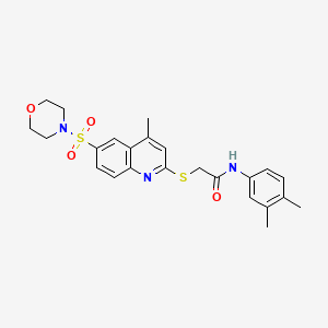 molecular formula C24H27N3O4S2 B11227112 N-(3,4-Dimethylphenyl)-2-{[4-methyl-6-(morpholine-4-sulfonyl)quinolin-2-YL]sulfanyl}acetamide 