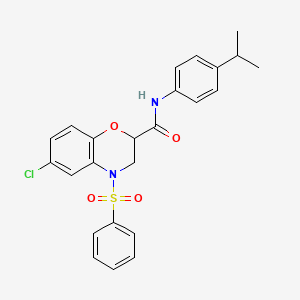 6-chloro-4-(phenylsulfonyl)-N-[4-(propan-2-yl)phenyl]-3,4-dihydro-2H-1,4-benzoxazine-2-carboxamide