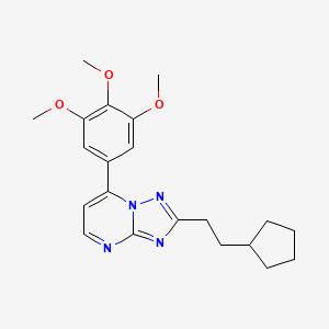 molecular formula C21H26N4O3 B11227180 2-(2-Cyclopentylethyl)-7-(3,4,5-trimethoxyphenyl)[1,2,4]triazolo[1,5-a]pyrimidine 