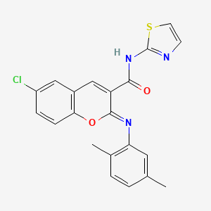 (2Z)-6-chloro-2-[(2,5-dimethylphenyl)imino]-N-(1,3-thiazol-2-yl)-2H-chromene-3-carboxamide