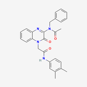 molecular formula C27H26N4O3 B11227222 N-Benzyl-N-(4-{[(3,4-dimethylphenyl)carbamoyl]methyl}-3-oxo-3,4-dihydroquinoxalin-2-YL)acetamide 