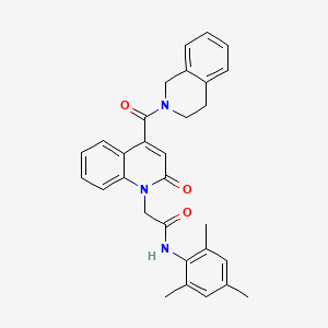 molecular formula C30H29N3O3 B11227224 2-[4-(3,4-dihydroisoquinolin-2(1H)-ylcarbonyl)-2-oxoquinolin-1(2H)-yl]-N-(2,4,6-trimethylphenyl)acetamide 